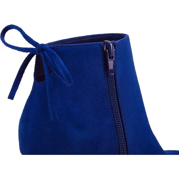 Women's Pointed Toe Heels Ankle Booties Kitten Stiletto Bowtie Strappy Boot Blue - Picture 4 of 6